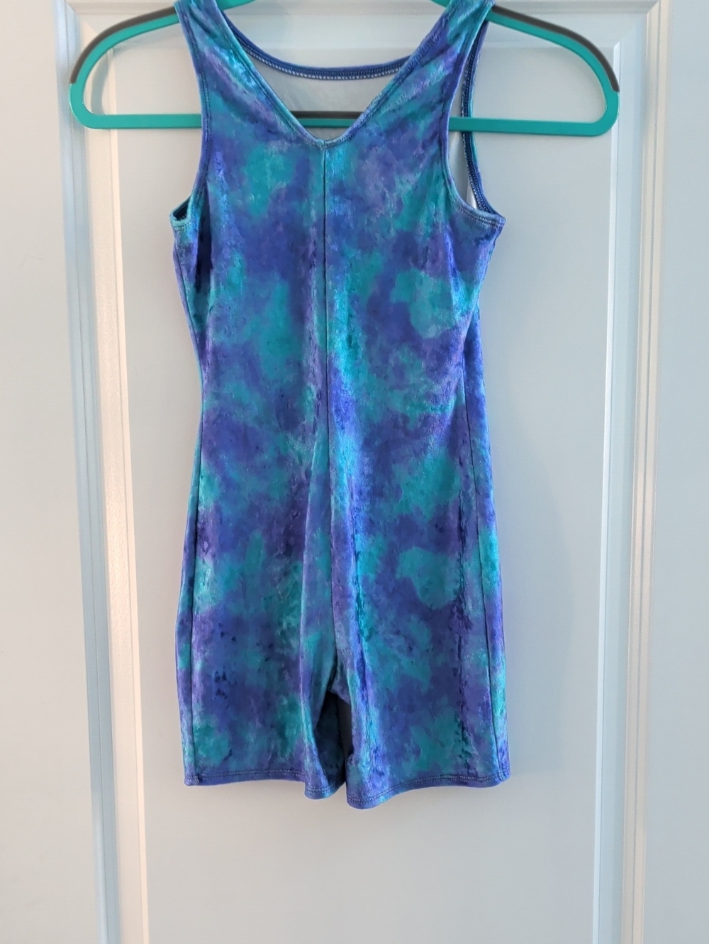 Beautiful Leotard-- Kids Tie-Dye Purple & Teal Active Romper/Leotard